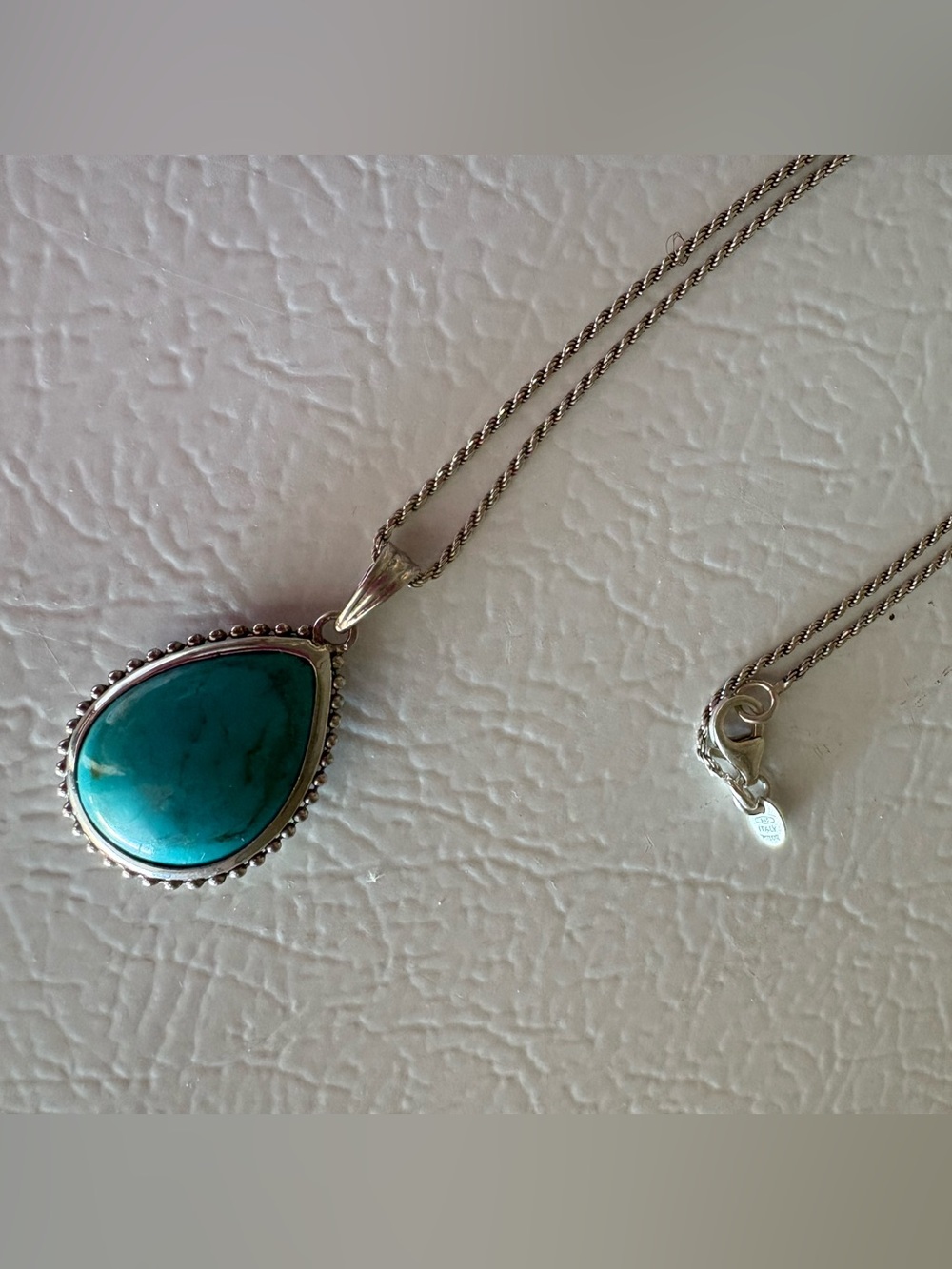 Turquoise & Labradorite Reversible Pendant w/chain - Picture 7 of 9